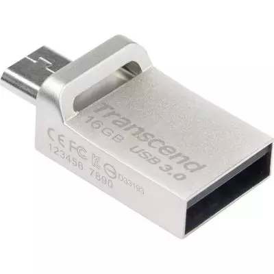 USB флеш накопитель Transcend 16GB JetFlash OTG 880 Metal Silver USB 3.0 (TS16GJF880S) - 2