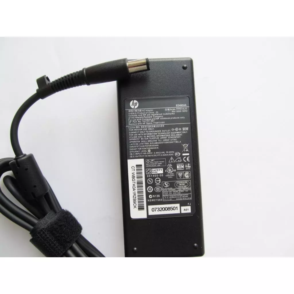 Блок питания к ноутбуку HP 90W 19.5V, 4.62A, 7.4/5.1(pin inside) (PPP014L-S / A40273) - 1