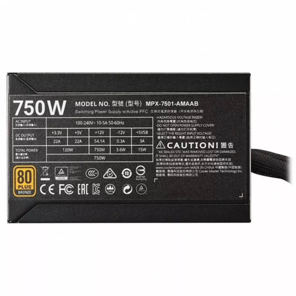 Блок питания CoolerMaster 750W (MPX-7501-AMAAB-EU) - 3 Блок питания CoolerMaster 750W (MPX-7501-AMAAB-EU) - 3