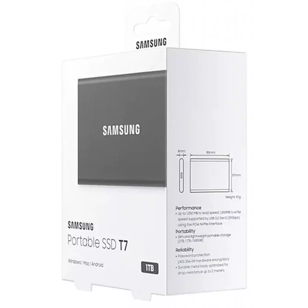 Накопитель SSD USB 3.2 1TB T7 Samsung (MU-PC1T0T/WW) - 9