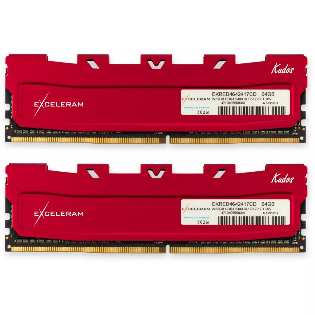 Модуль памяти для компьютера DDR4 64GB (2x32GB) 2400 MHz Red Kudos eXceleram (EKRED4642417CD)