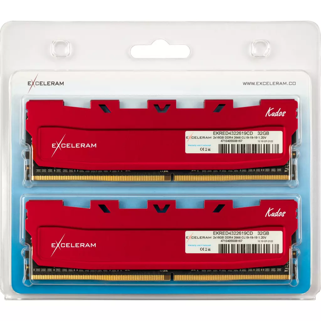 Модуль памяти для компьютера DDR4 32GB (2x16GB) 2666 MHz Red Kudos eXceleram (EKRED4322619CD) - 1 Модуль памяти для компьютера DDR4 32GB (2x16GB) 2666 MHz Red Kudos eXceleram (EKRED4322619CD) - 1