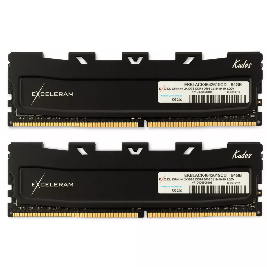 Модуль памяти для компьютера DDR4 64GB (2x32GB) 2666 MHz Black Kudos eXceleram (EKBLACK4642619CD)