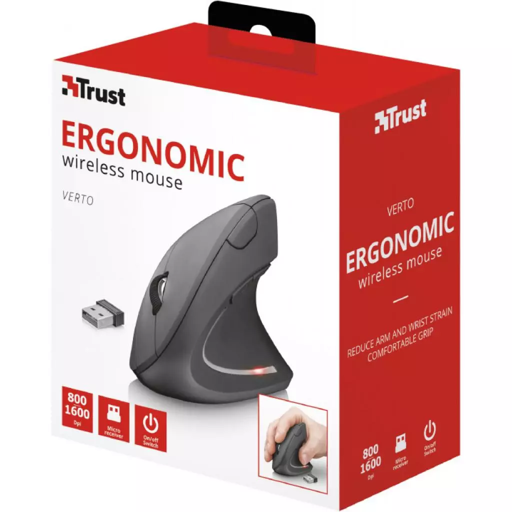Мышка Trust Verto Wireless Ergonomic Black (22879) - 5
