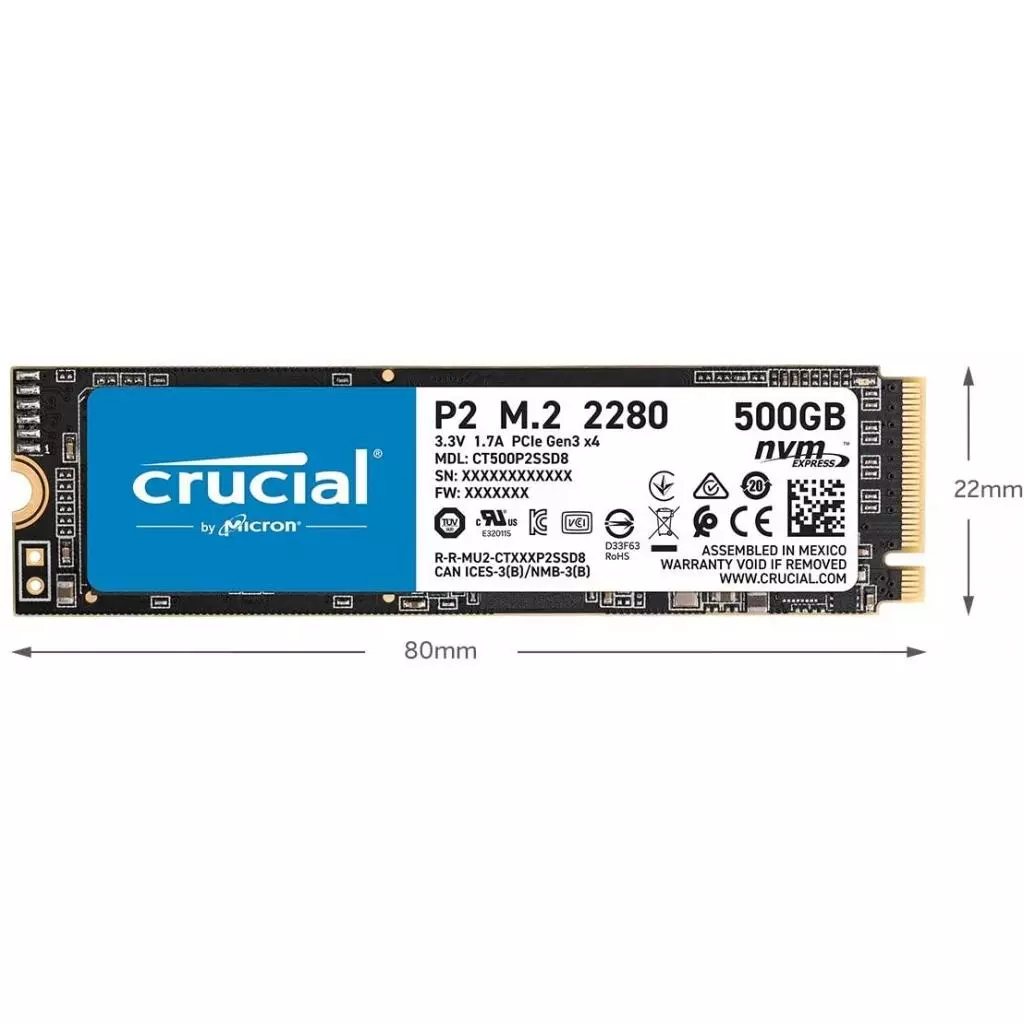 Накопитель SSD M.2 2280 250GB Micron (CT250P2SSD8) - 2
