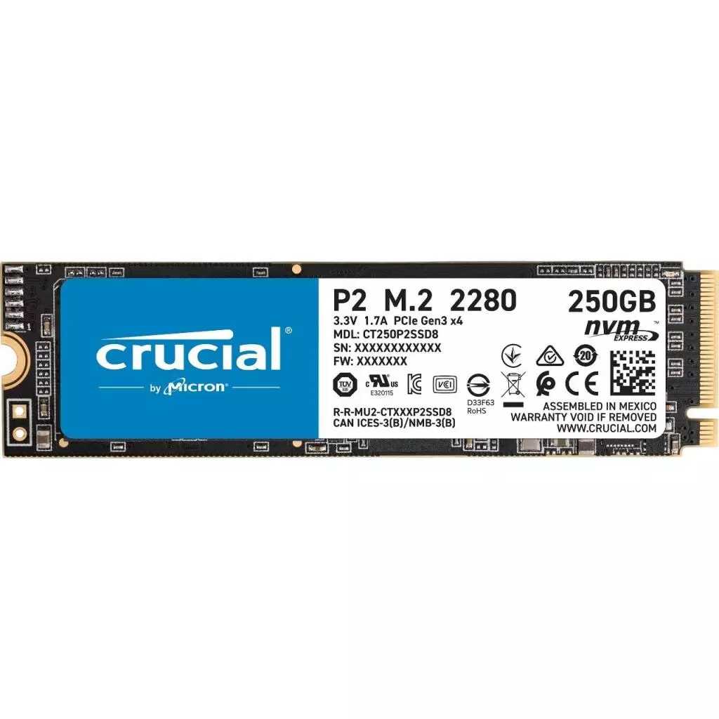 Накопитель SSD M.2 2280 250GB Micron (CT250P2SSD8)