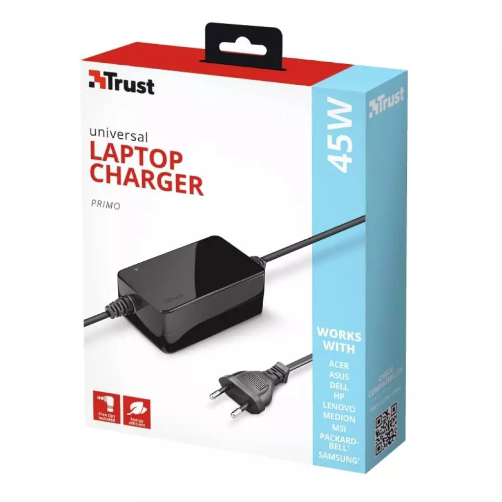 Блок питания к ноутбуку Trust Primo 45W Universal Laptop Charger (21904) - 3 Блок питания к ноутбуку Trust Primo 45W Universal Laptop Charger (21904) - 3