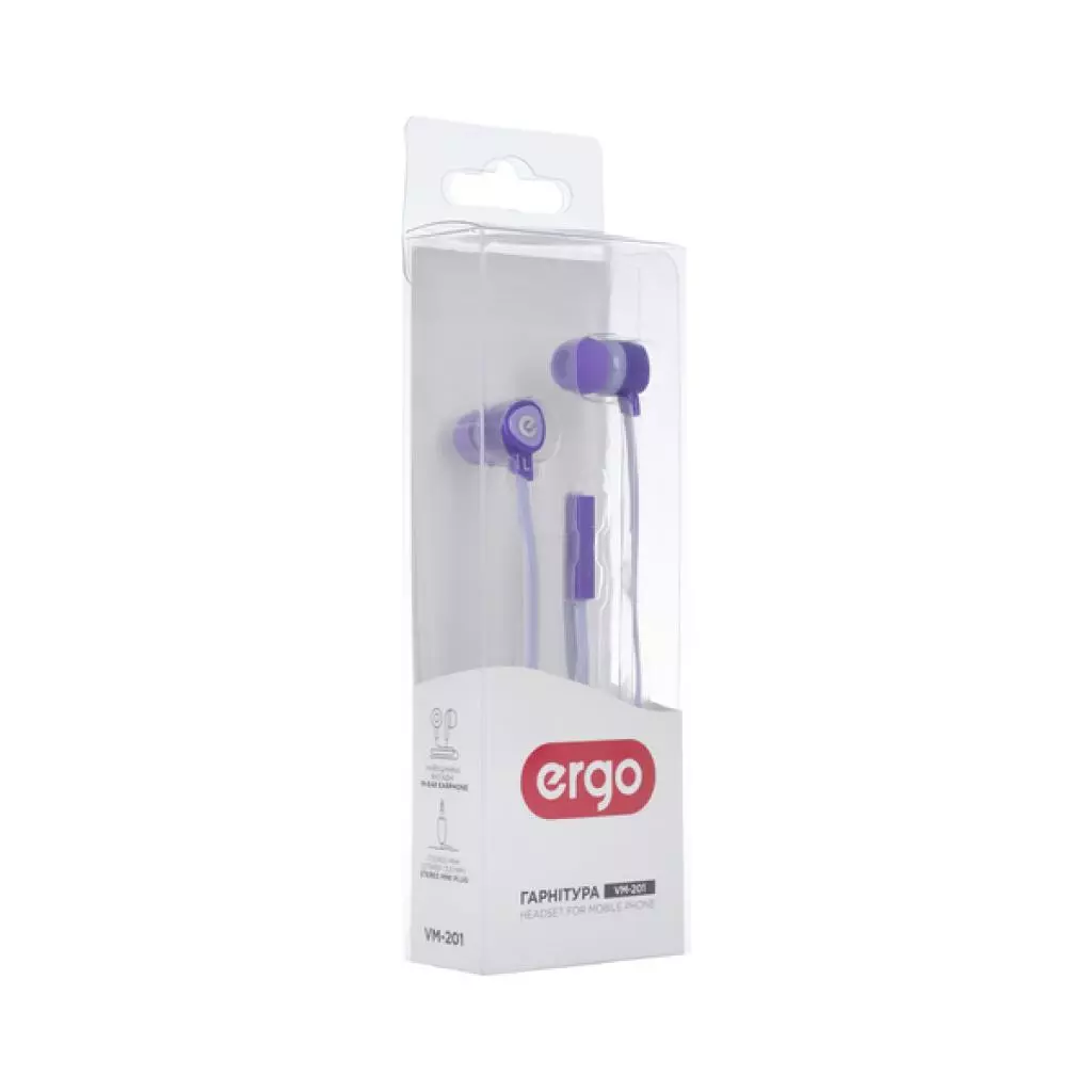 Наушники Ergo VM-201 Violet (HB-2115V) - 1 Наушники Ergo VM-201 Violet (HB-2115V) - 1