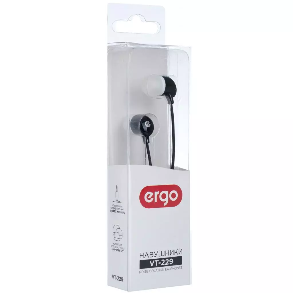 Наушники Ergo VT-229 Black (PI229BK) - 2 Наушники Ergo VT-229 Black (PI229BK) - 2