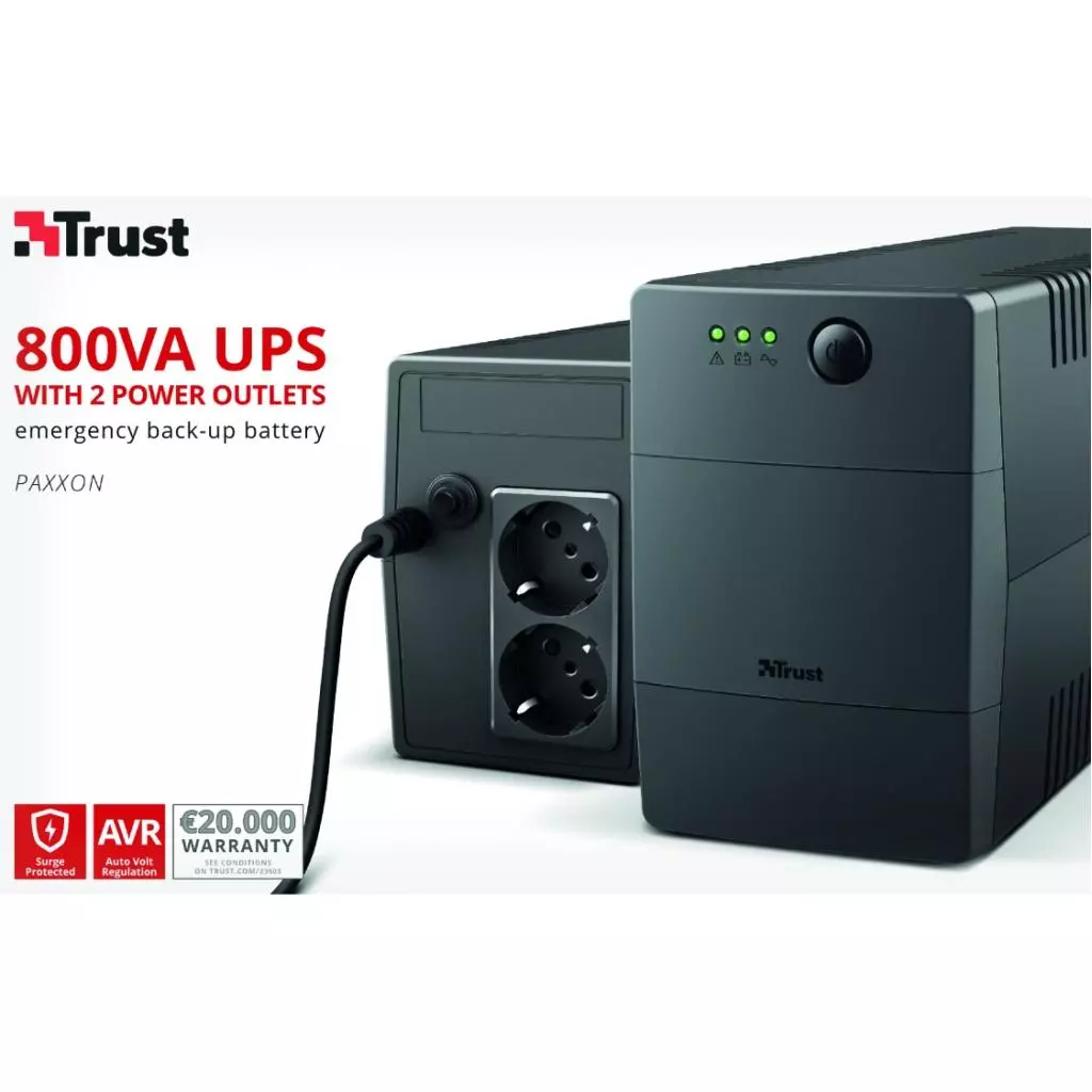 Источник бесперебойного питания Trust Paxxon 800VA UPS 2 Outlets (23503_TRUST) - 6 Источник бесперебойного питания Trust Paxxon 800VA UPS 2 Outlets (23503_TRUST) - 6