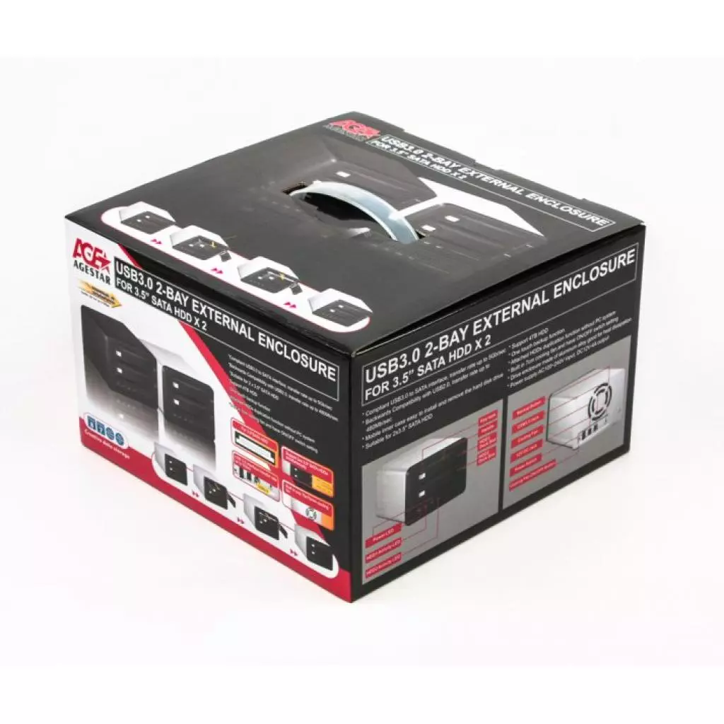 Карман внешний AgeStar 3U 2B 3A1 (Black) - 4