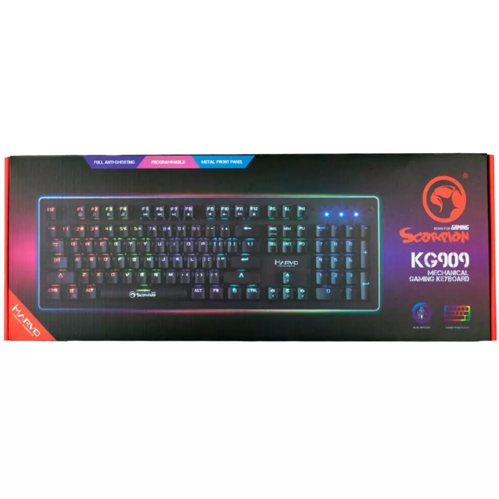 Клавиатура Marvo KG909 Multi-LED Mechanical Blue Switch (KG909) - 5 Клавиатура Marvo KG909 Multi-LED Mechanical Blue Switch (KG909) - 5