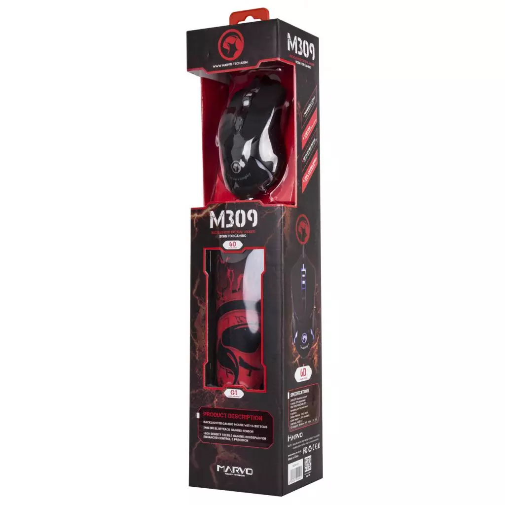 Мышка Marvo M309+G1 USB Black (M309+G1) - 9