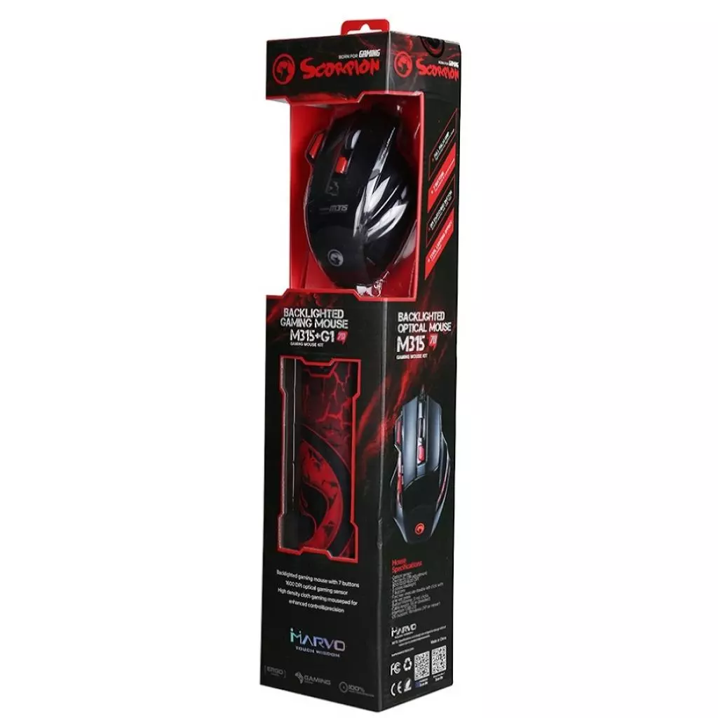 Мышка Marvo M315+G1 USB Black (M315+G1) - 7