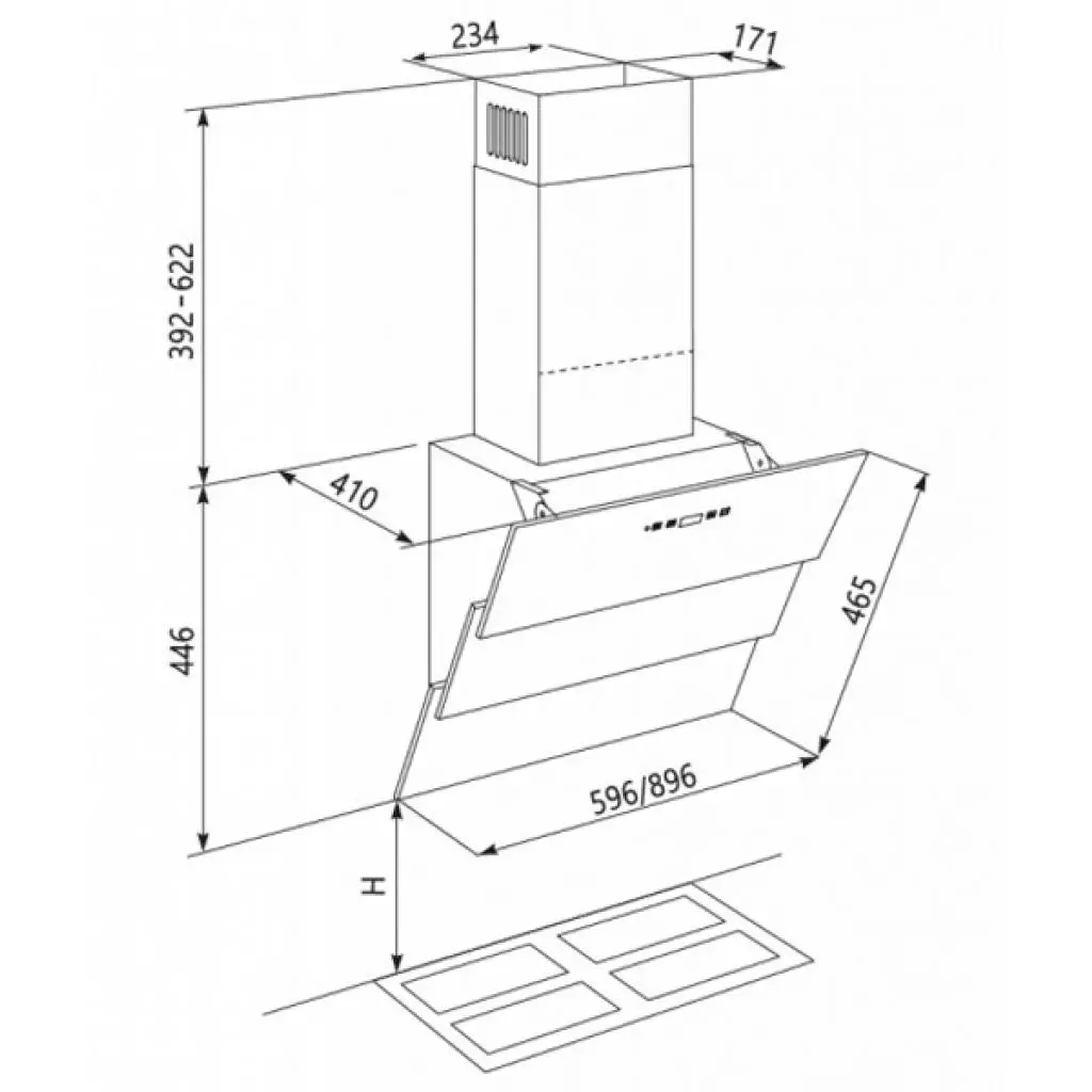 Вытяжка кухонная Eleyus Troy 1200 LED SMD 90 BL - 8