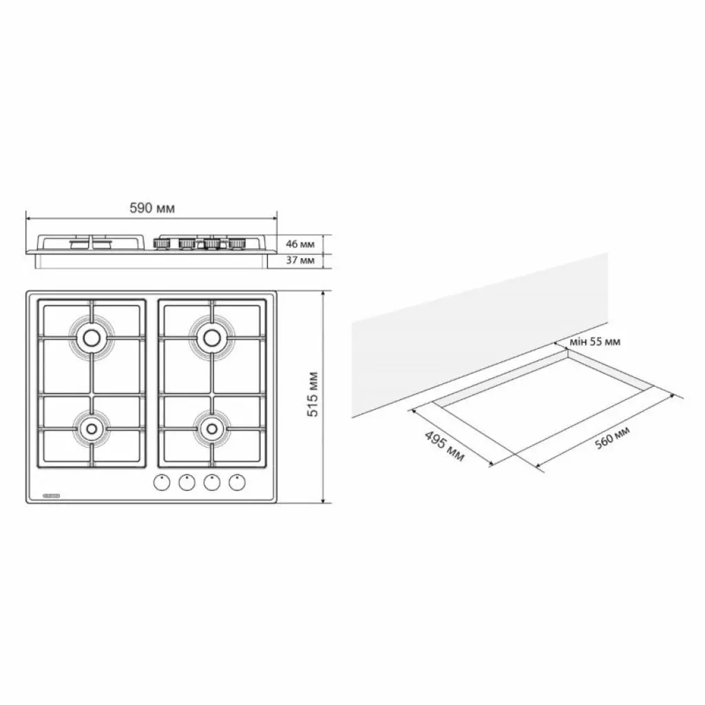 Варочная поверхность Eleyus ALEXA 60 BL CF - 10 Варочная поверхность Eleyus ALEXA 60 BL CF - 10