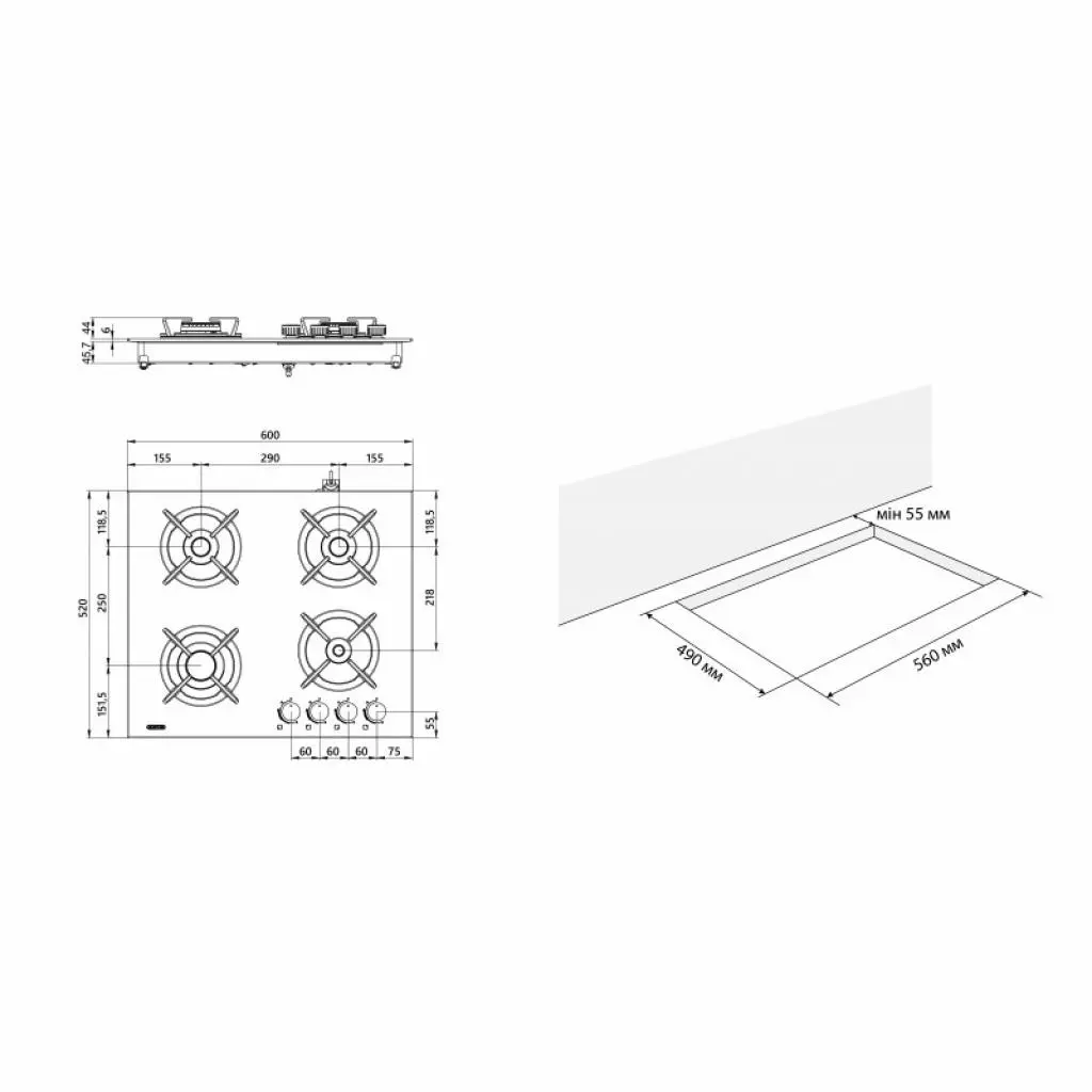 Варочная поверхность Eleyus ASTRA 60 WH CF - 3 Варочная поверхность Eleyus ASTRA 60 WH CF - 3