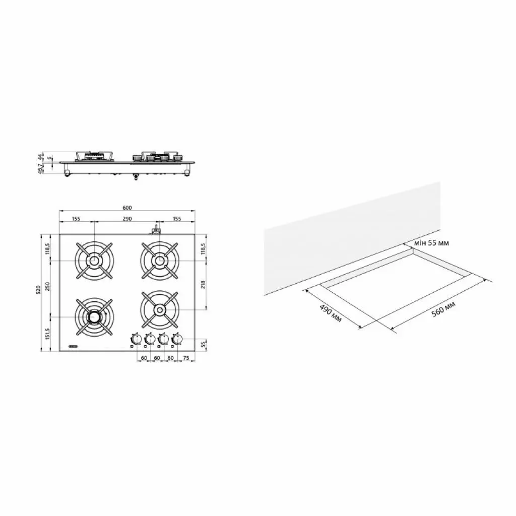 Варочная поверхность Eleyus ASTRA 60 BL CWF - 3