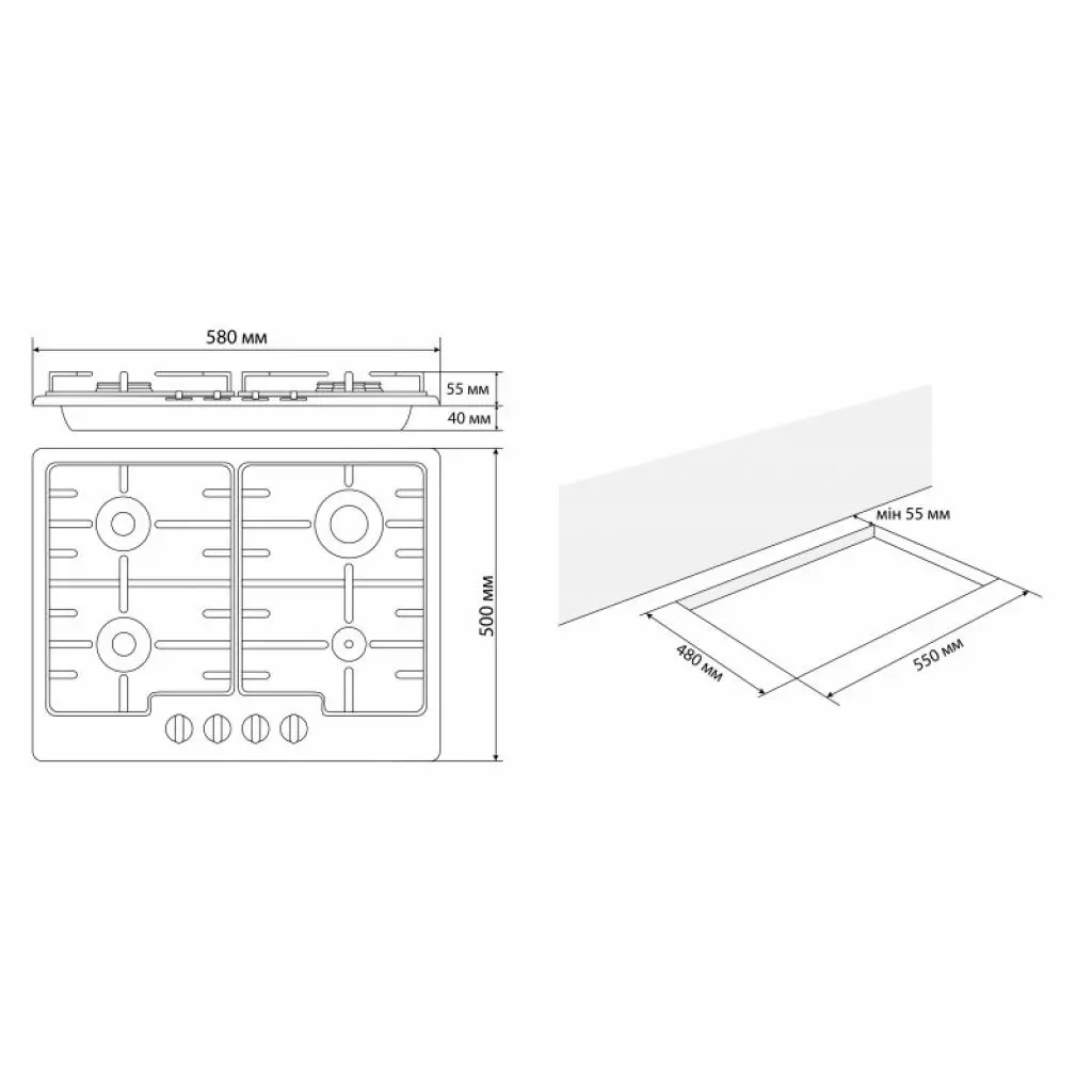 Варочная поверхность Eleyus GRACIA 60 WH EF - 3 Варочная поверхность Eleyus GRACIA 60 WH EF - 3