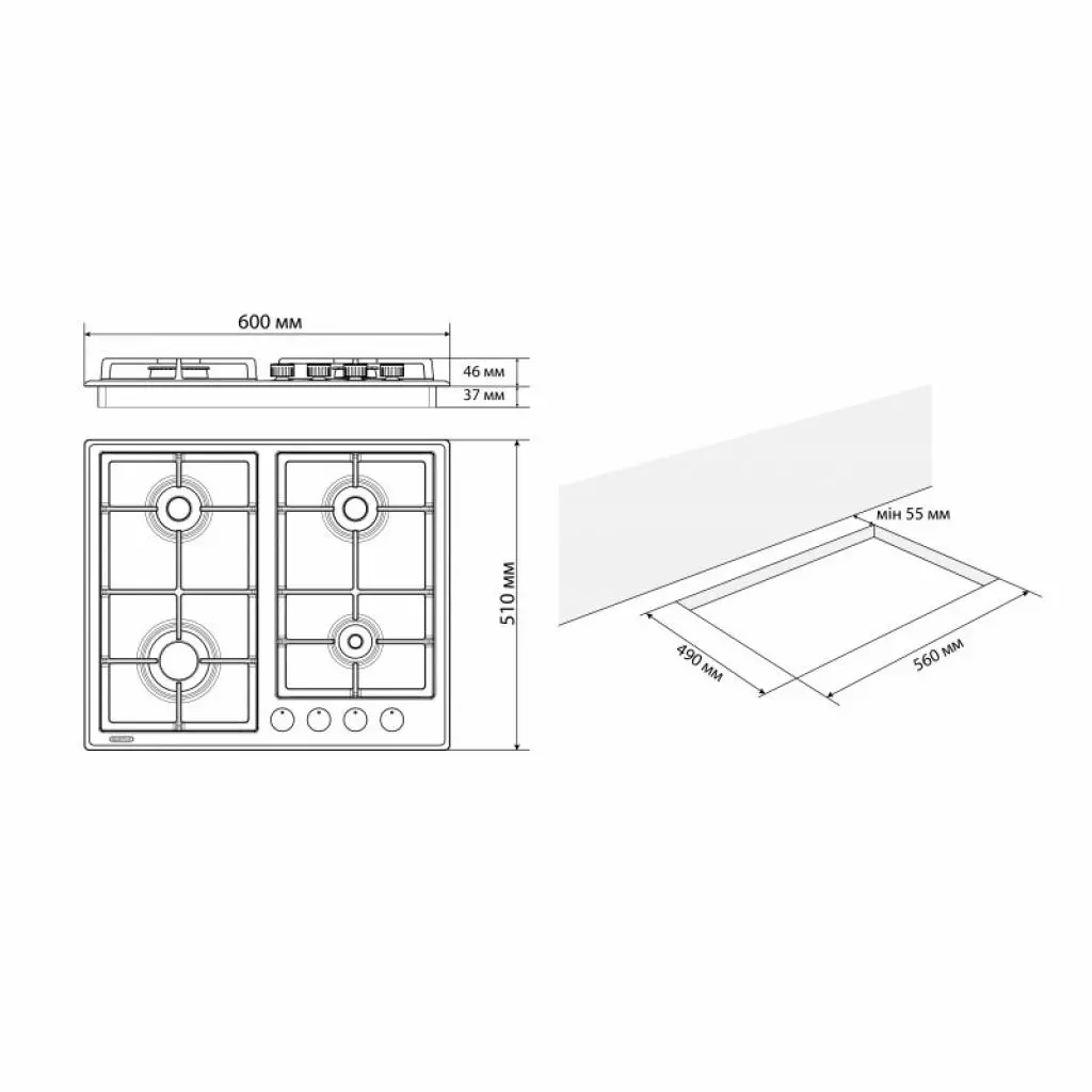Варочная поверхность Eleyus NIKA 60 BG CWF - 3 Варочная поверхность Eleyus NIKA 60 BG CWF - 3