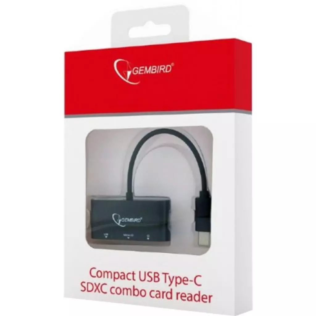 Считыватель флеш-карт Gembird Type-C SD/TF + USB2.0 (UHB-CR3-02) - 1 Считыватель флеш-карт Gembird Type-C SD/TF + USB2.0 (UHB-CR3-02) - 1