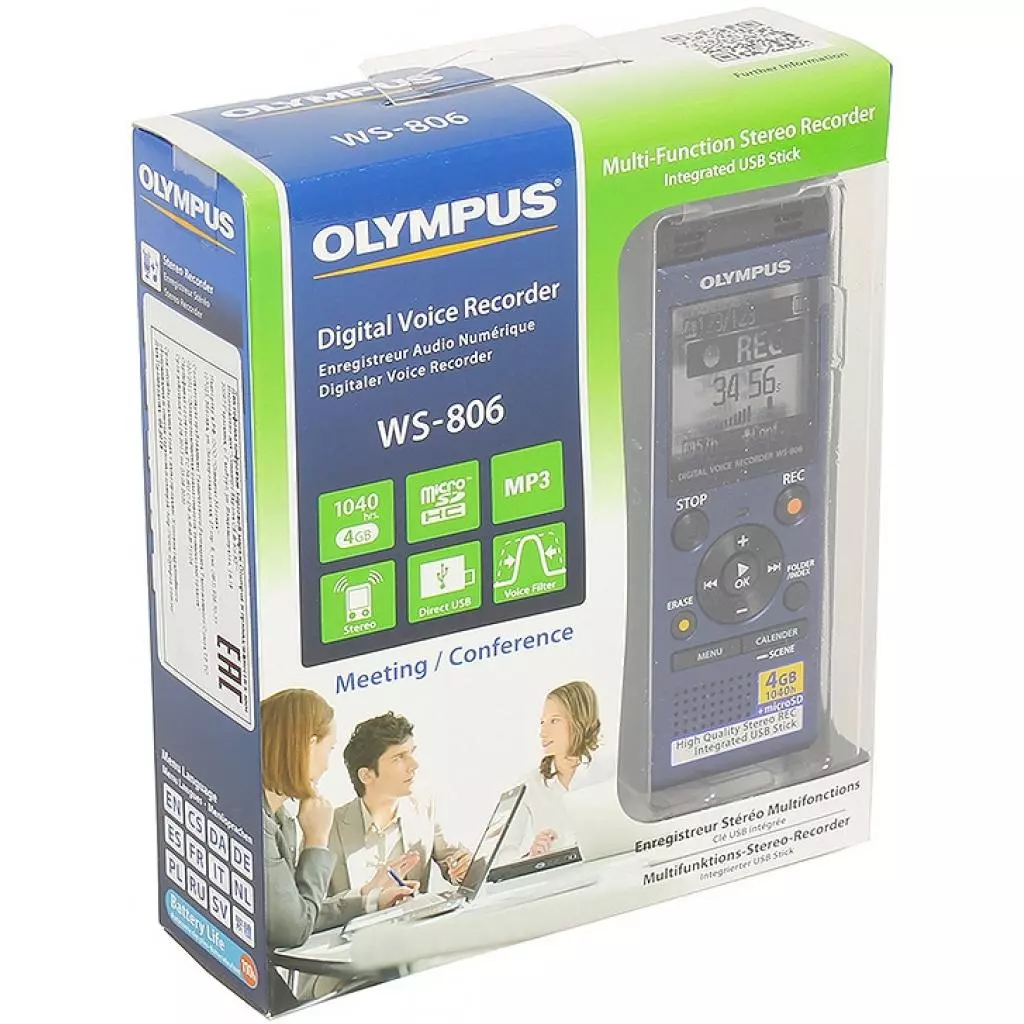 Цифровой диктофон Olympus WS-806 Blue (4GB) (V415151UE000) - 7 Цифровой диктофон Olympus WS-806 Blue (4GB) (V415151UE000) - 7