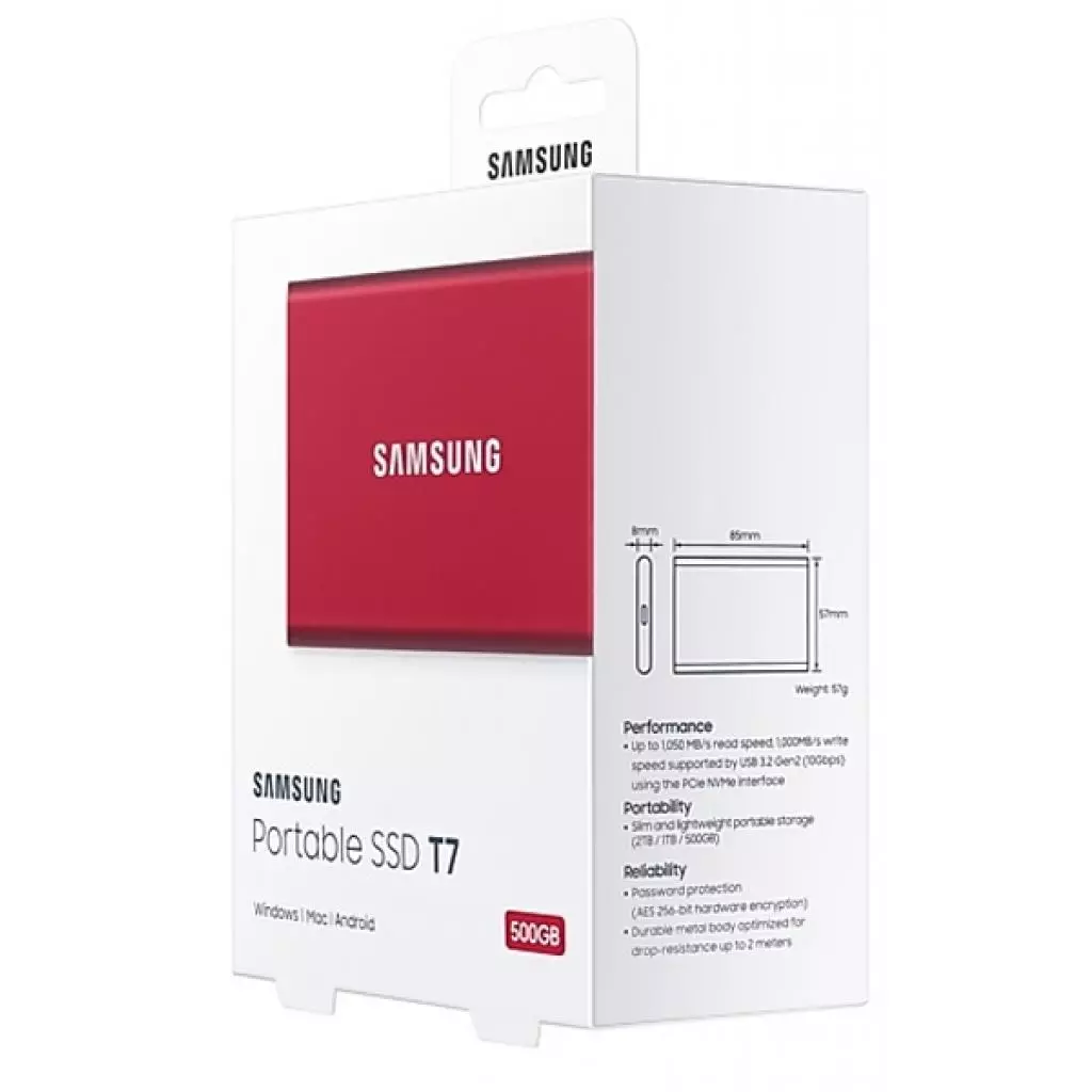 Накопитель SSD USB 3.2 500GB T7 Samsung (MU-PC500R/WW) - 9