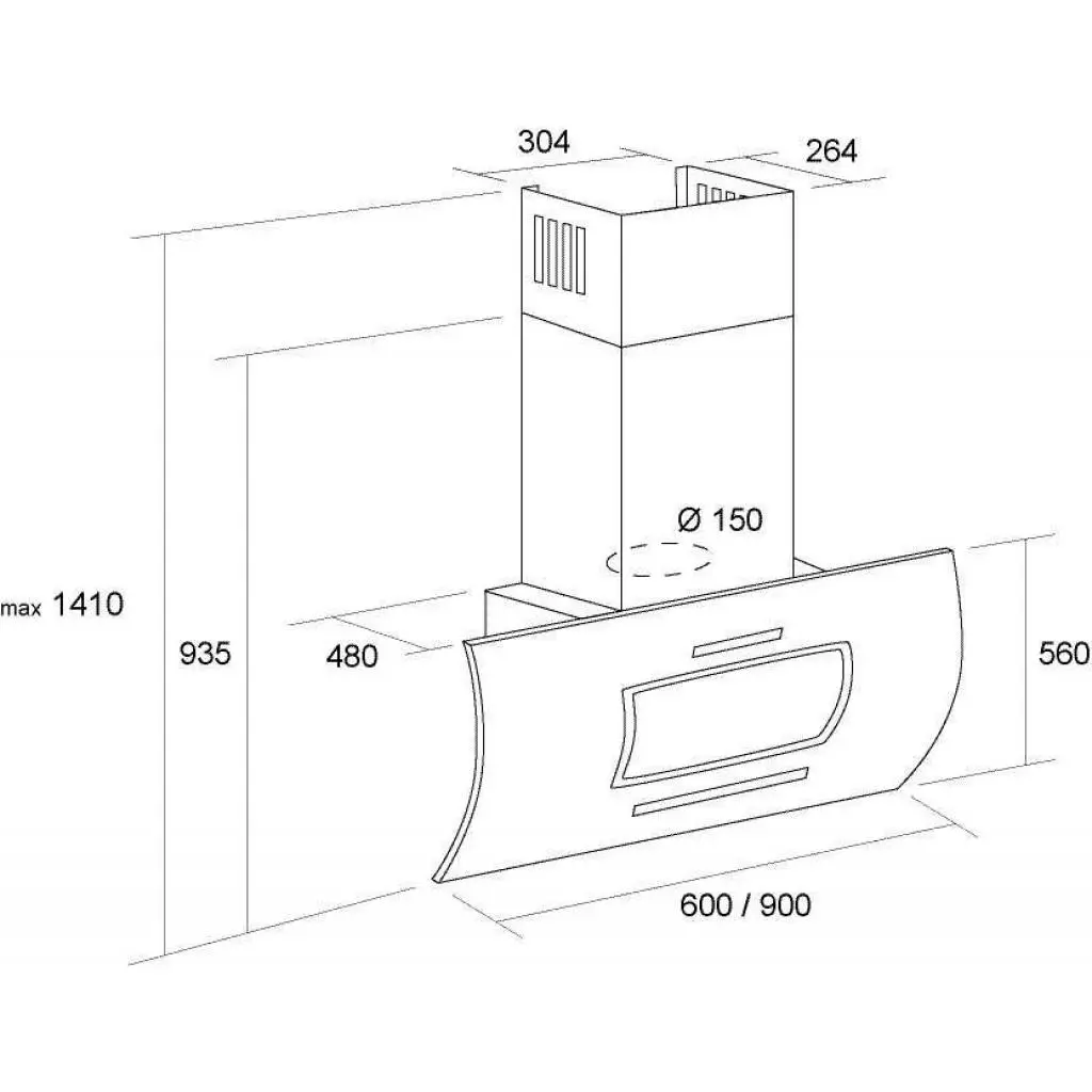 Вытяжка кухонная Pyramida HES 30 G-60 BL/R - 7
