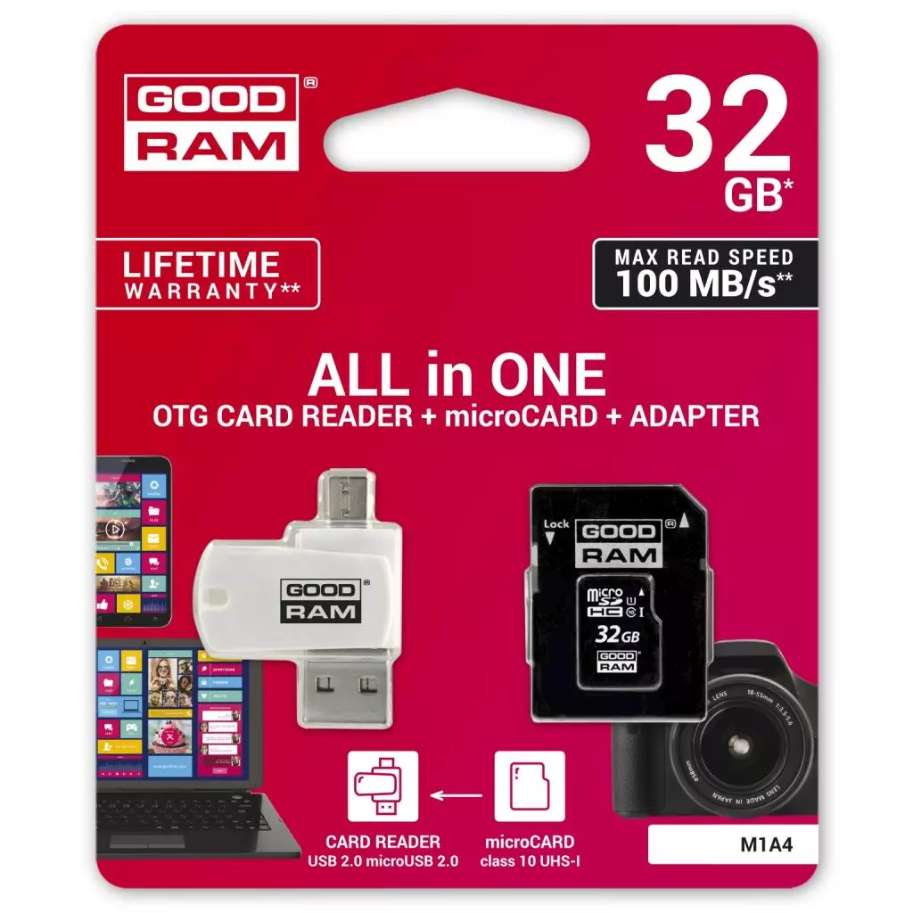 Карта памяти Goodram 32GB microSDHC class 10 UHS-I (M1A4-0320R12) - 1 Карта памяти Goodram 32GB microSDHC class 10 UHS-I (M1A4-0320R12) - 1