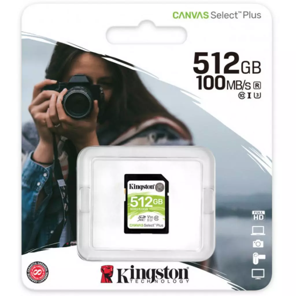 Карта памяти Kingston 512GB SDXC class 10 UHS-I U3 Canvas Select Plus (SDS2/512GB) - 2 Карта памяти Kingston 512GB SDXC class 10 UHS-I U3 Canvas Select Plus (SDS2/512GB) - 2