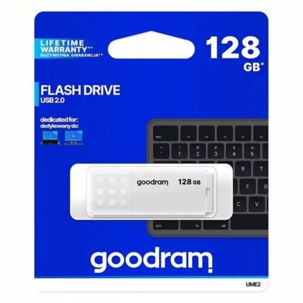 USB флеш накопитель Goodram 128GB UME2 White USB 2.0 (UME2-1280W0R11) - 2 USB флеш накопитель Goodram 128GB UME2 White USB 2.0 (UME2-1280W0R11) - 2