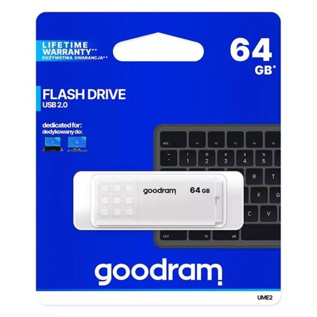 USB флеш накопитель Goodram 64GB UME2 White USB 2.0 (UME2-0640W0R11) - 2 USB флеш накопитель Goodram 64GB UME2 White USB 2.0 (UME2-0640W0R11) - 2