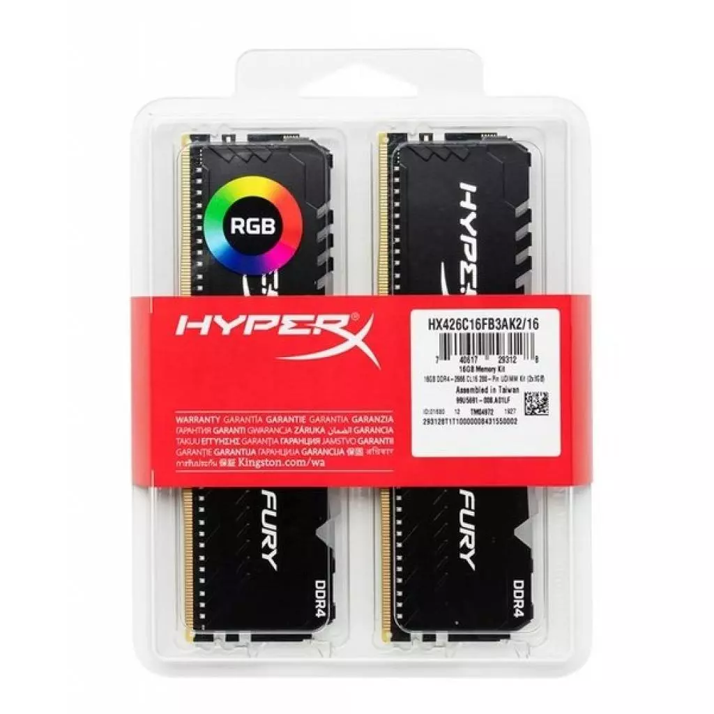 Модуль памяти для компьютера DDR4 64GB (2x32GB) 3200 MHz HyperX Fury RGB Kingston Fury (ex.HyperX) (HX432C16FB3AK2/64) - 2