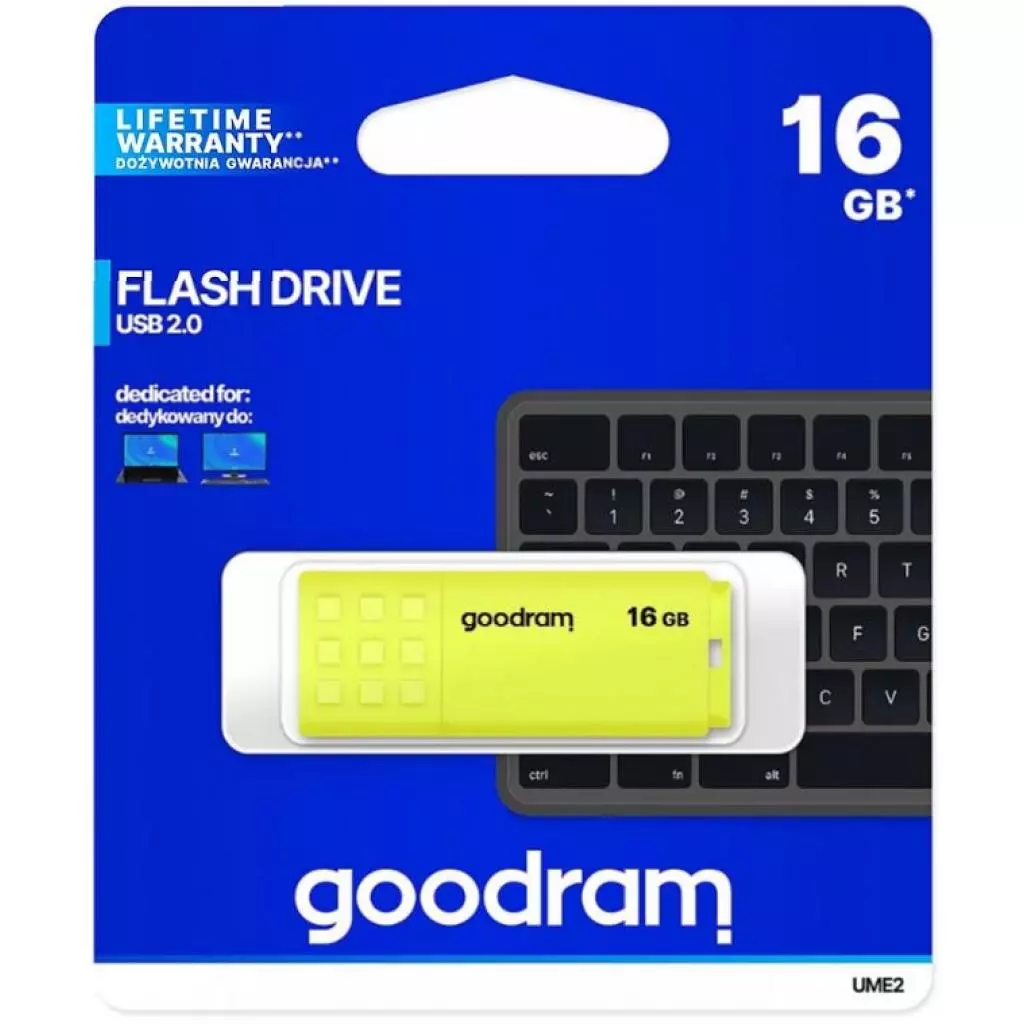 USB флеш накопитель Goodram 16GB UME2 Yellow USB 2.0 (UME2-0160Y0R11) - 2