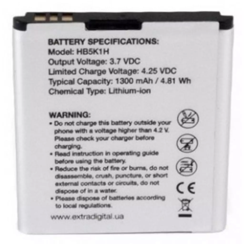 Аккумуляторная батарея для телефона Extradigital Huawei HB5K1H 1300 mAh (BMH6436) - 1