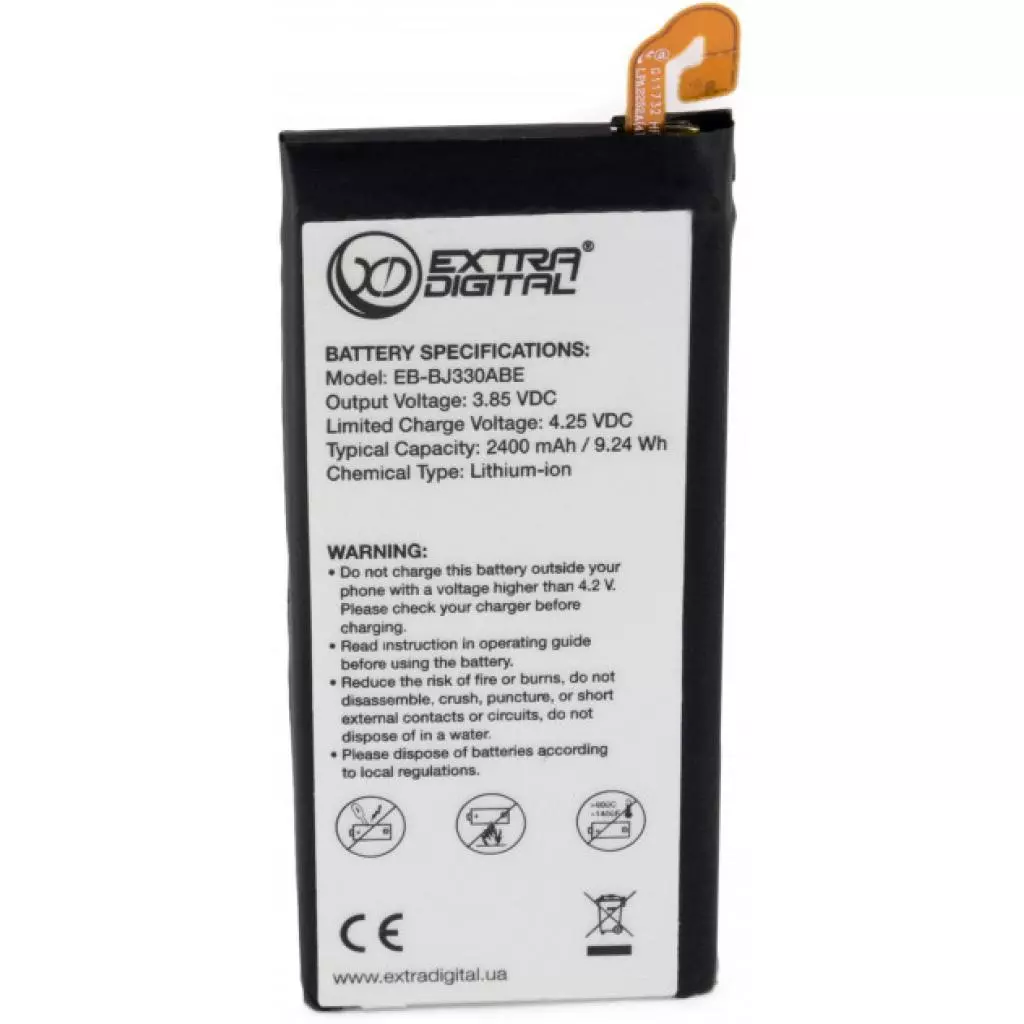 Аккумуляторная батарея для телефона Extradigital Samsung Galaxy J3 2017 (EB-BJ330ABE) 2400 mAh (BMS6426) - 1