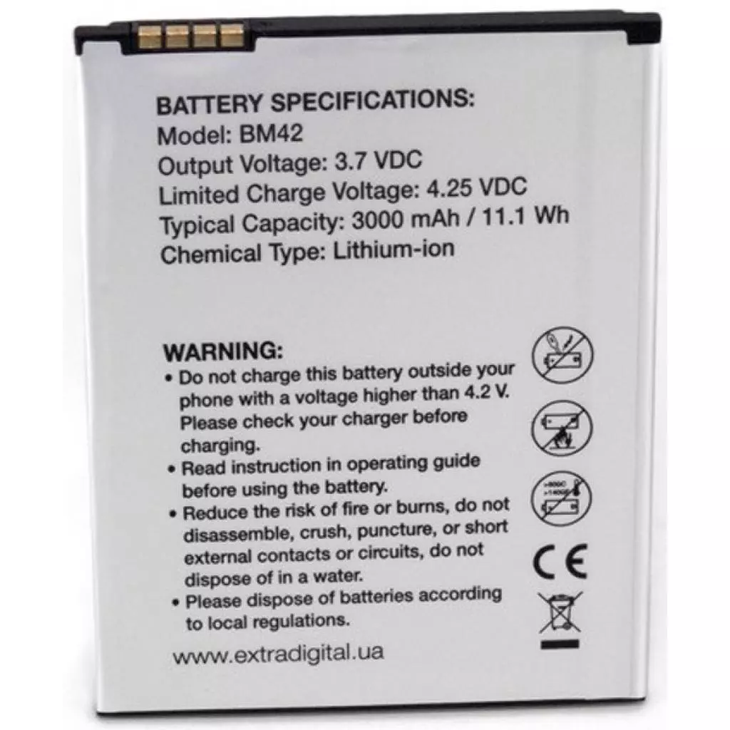 Аккумуляторная батарея для телефона Extradigital Xiaomi Redmi Note 1 (BM42) 3000 mAh (BMX6440) - 1
