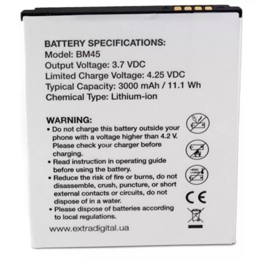 Аккумуляторная батарея для телефона Extradigital Xiaomi Redmi Note 2 (BM45) 3000 mAh (BMX6441) - 1