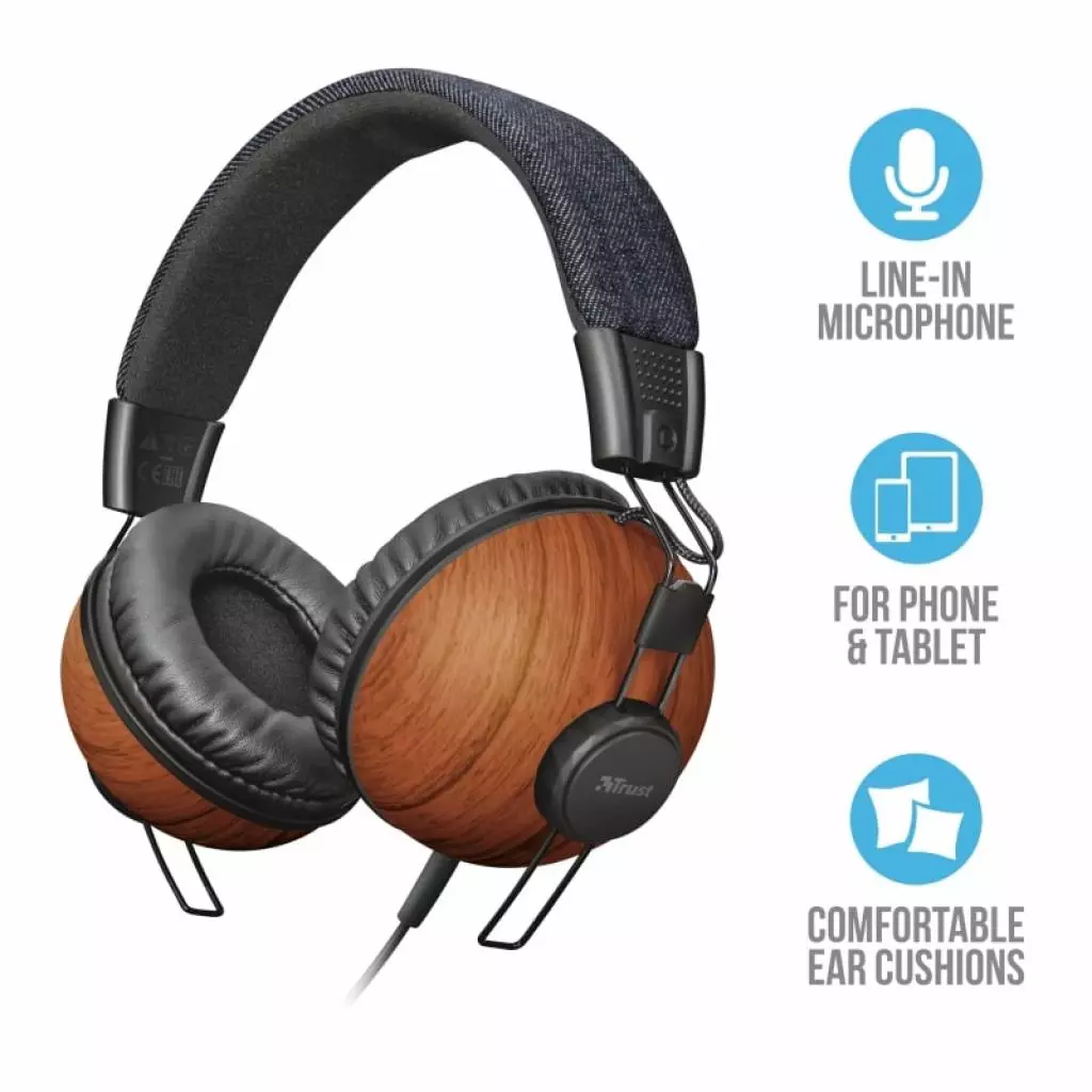 Наушники Trust Noma Over-Ear Mic Denim Wood (22637) - 4