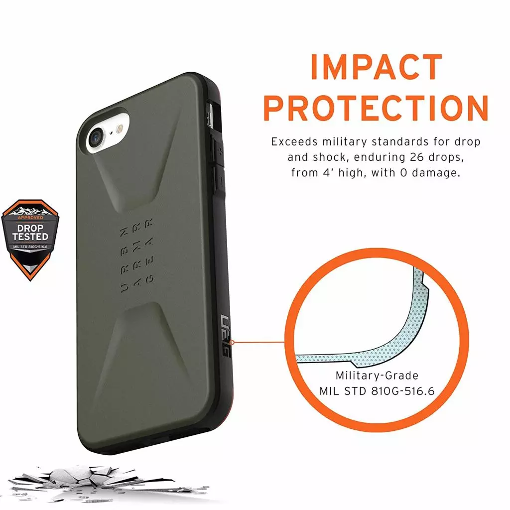 Чехол для моб. телефона Uag iPhone SE/8/7 Civilian, Olive (11204D117272) - 5 Чехол для моб. телефона Uag iPhone SE/8/7 Civilian, Olive (11204D117272) - 5