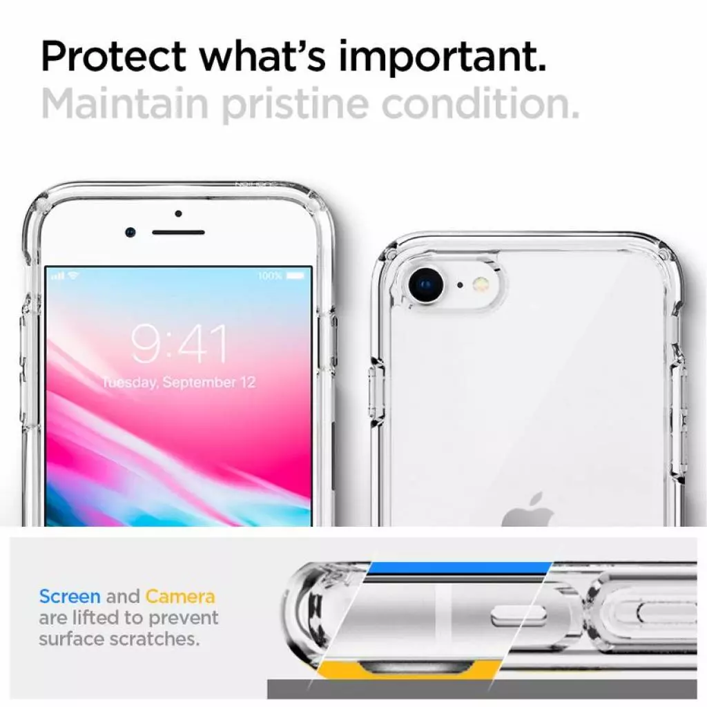 Чехол для моб. телефона Spigen iPhone SE/8/7 Crystal Hybrid, Crystal Clear (ACS00885) - 3 Чехол для моб. телефона Spigen iPhone SE/8/7 Crystal Hybrid, Crystal Clear (ACS00885) - 3