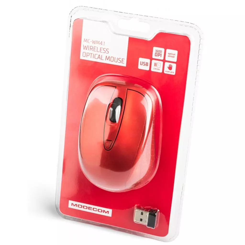 Мышка Modecom MC-WM4.1 Wireless Red (M-MC-0WM4.1-500) - 4 Мышка Modecom MC-WM4.1 Wireless Red (M-MC-0WM4.1-500) - 4