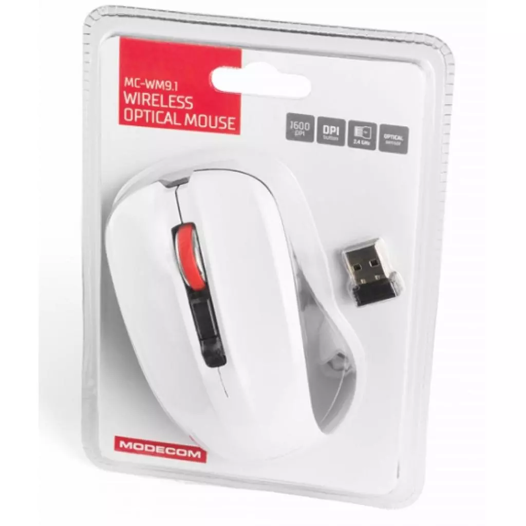 Мышка Modecom MC-M9.1 Wireless White (M-MC-0WM9.1-200) - 4 Мышка Modecom MC-M9.1 Wireless White (M-MC-0WM9.1-200) - 4