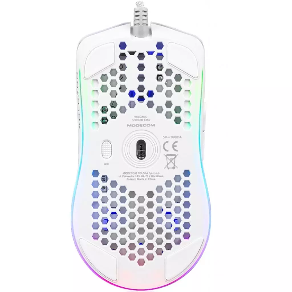 Мышка Modecom Shinobi 3360 Volcano USB White (M-MC-SHINOBI-3360-200) - 6 Мышка Modecom Shinobi 3360 Volcano USB White (M-MC-SHINOBI-3360-200) - 6
