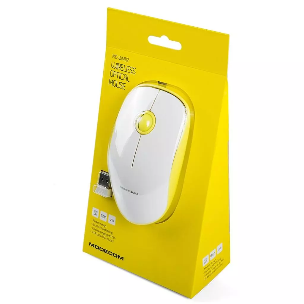 Мышка Modecom MC-WM112 Wireless Yellow-White (M-MC-WM112-290) - 4 Мышка Modecom MC-WM112 Wireless Yellow-White (M-MC-WM112-290) - 4