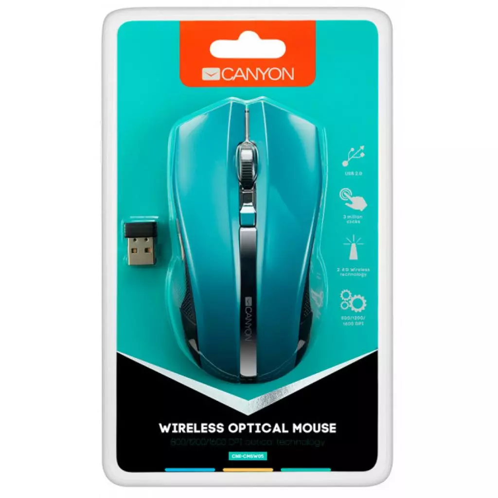 Мышка Canyon MW-5 Wireless Green-Black (CNE-CMSW05G) - 3 Мышка Canyon MW-5 Wireless Green-Black (CNE-CMSW05G) - 3
