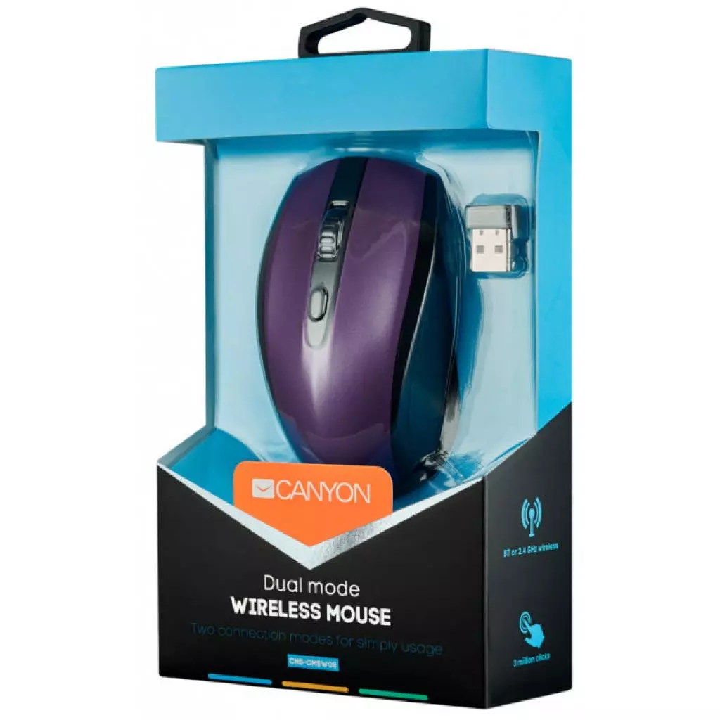 Мышка Canyon CNS-CMSW08V Wireless Black/Purple (CNS-CMSW08V) - 3 Мышка Canyon CNS-CMSW08V Wireless Black/Purple (CNS-CMSW08V) - 3