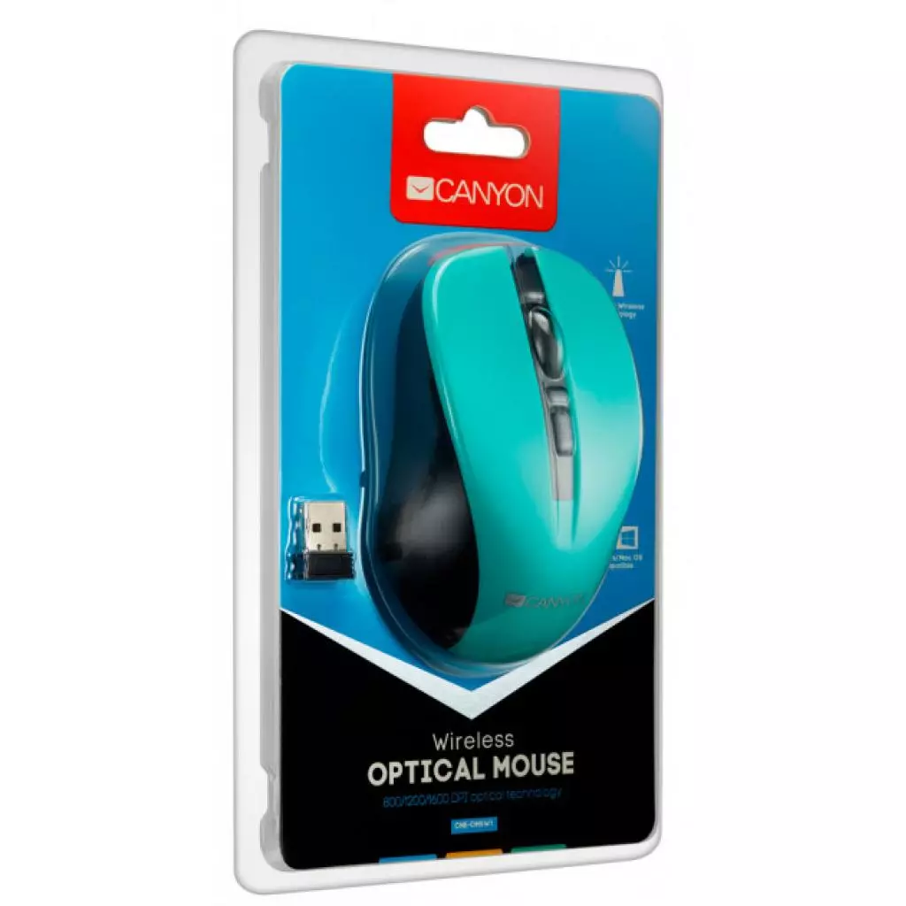 Мышка Canyon CNE-CMSW1GR Wireless Black-Green (CNE-CMSW1GR) - 3 Мышка Canyon CNE-CMSW1GR Wireless Black-Green (CNE-CMSW1GR) - 3