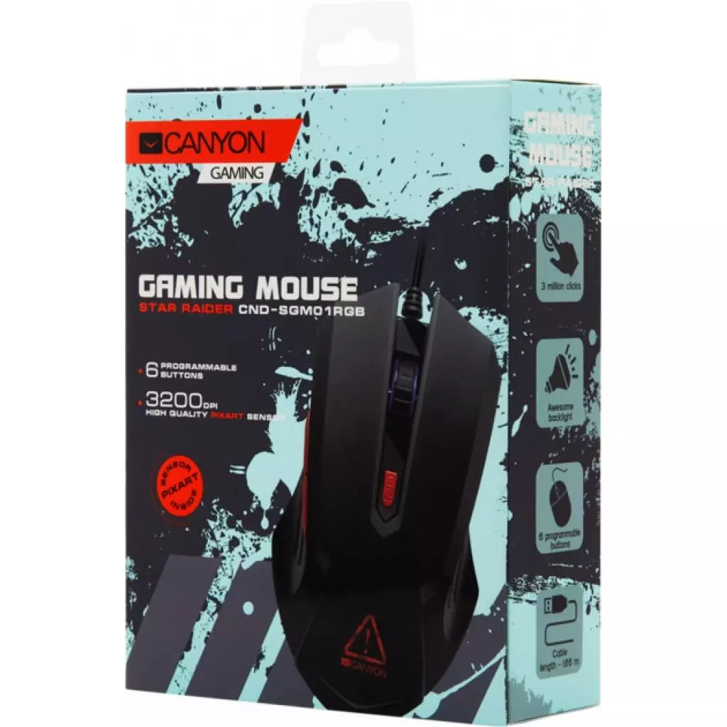 Мышка Canyon Star Raider USB Black (CND-SGM01RGB) - 2 Мышка Canyon Star Raider USB Black (CND-SGM01RGB) - 2