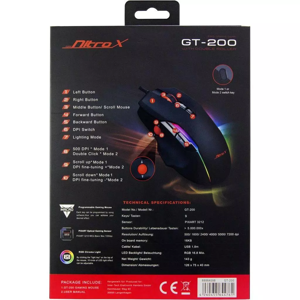 Мышка Nitrox GT-200 RGB Black (GT-200 RGB) - 6 Мышка Nitrox GT-200 RGB Black (GT-200 RGB) - 6